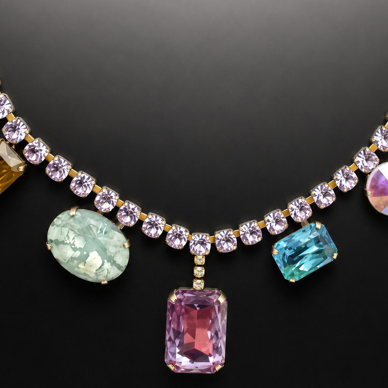 Czech Unique Rhinestone Necklace with Special Stones FREE SHIPPING