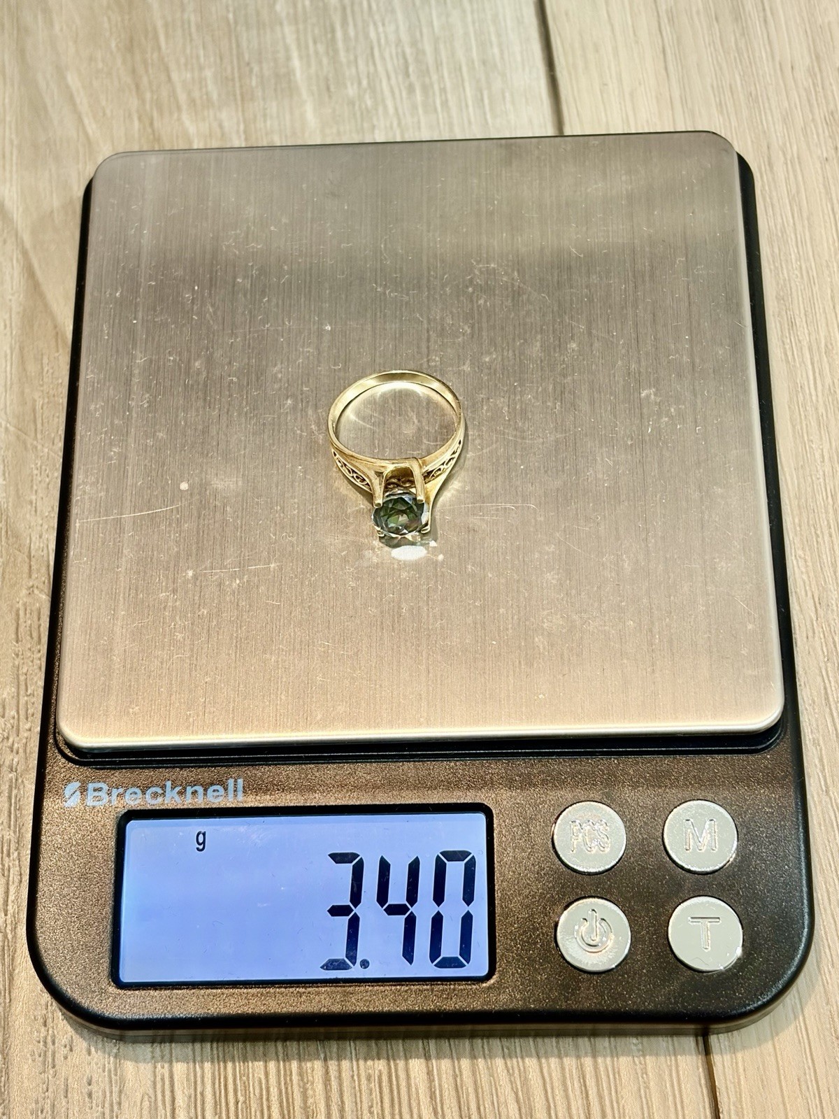 10K Yellow Gold Oval Multicolor Mystic Topaz Prong Ring Size 8 2mm Band