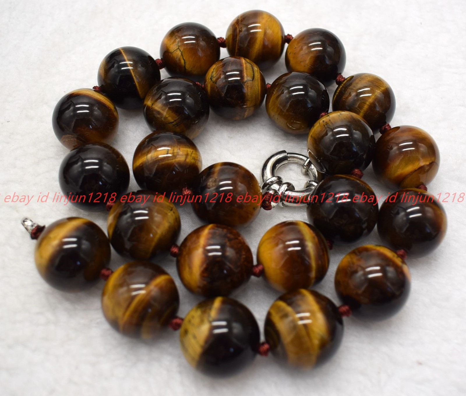 Natural 16/18/20mm Huge Yellow Tiger’s Eye Gemstone Round Beads Necklace 16-36in