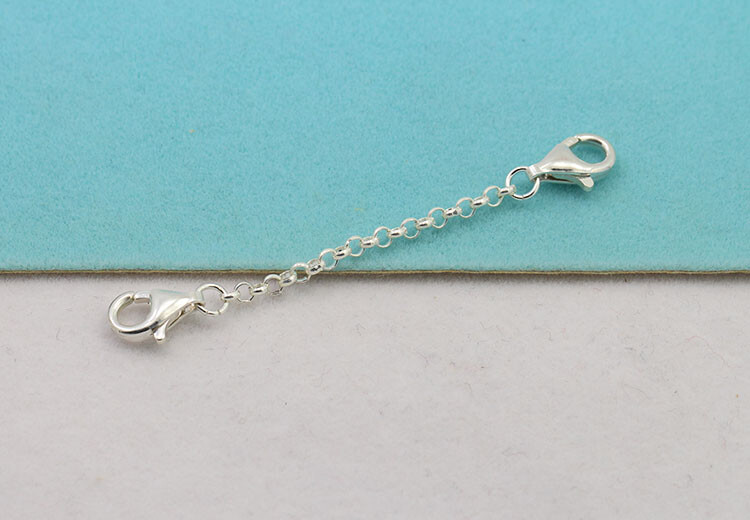 925 Sterling Silver Extension Safety O Chain Extender Necklace Two Lobster clasp