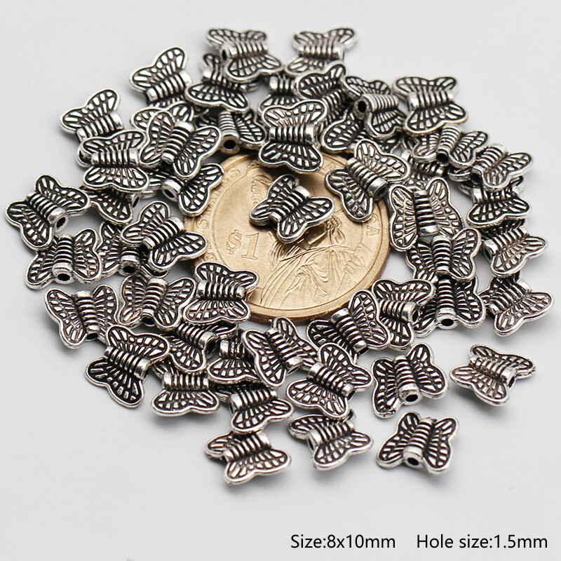 50pcs Tibetan Silver Metal Alloy Charms Loose Spacer Beads Jewelry Making DIY