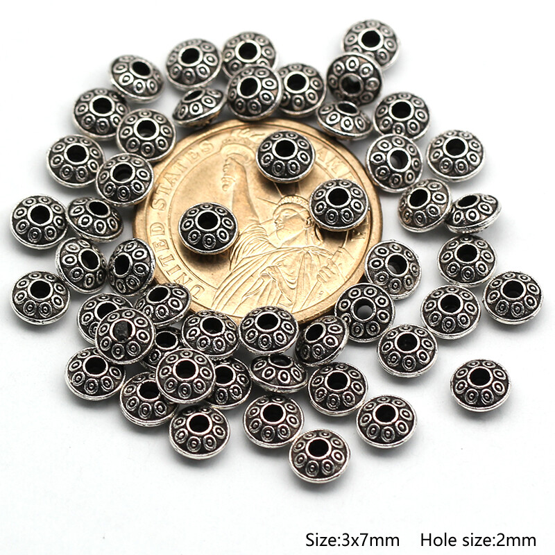 50pcs Tibetan Silver Metal Alloy Charms Loose Spacer Beads Jewelry Making DIY