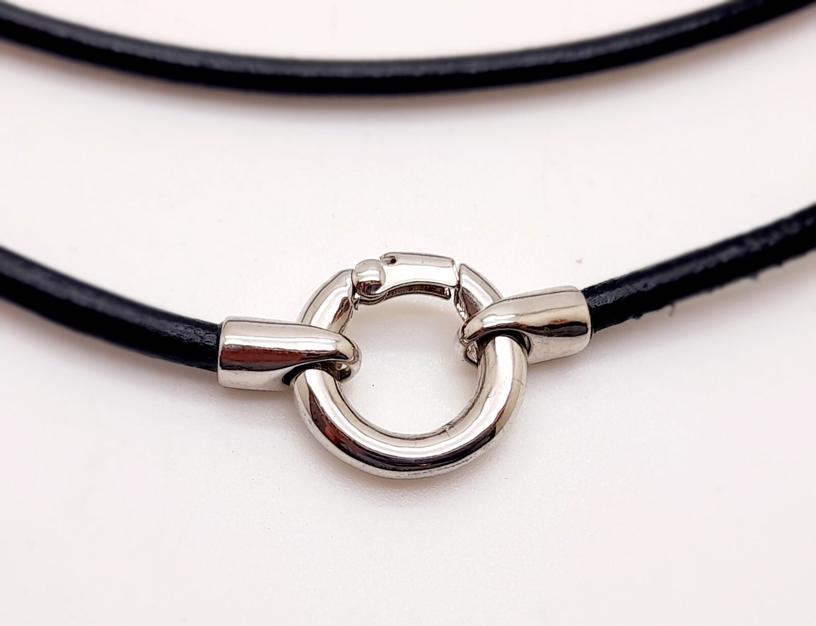 2.5mm Double Layered Black Faux Leather pendent Jewelry 16 inch Choker Necklace