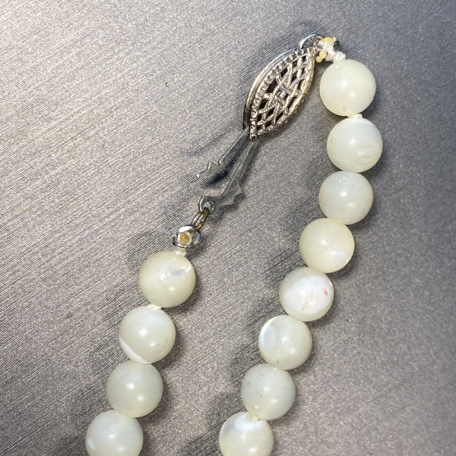 Vintage Art Deco Necklace Estate Fine Jewelry Pre-owned MOP Pearl Bead Sterling