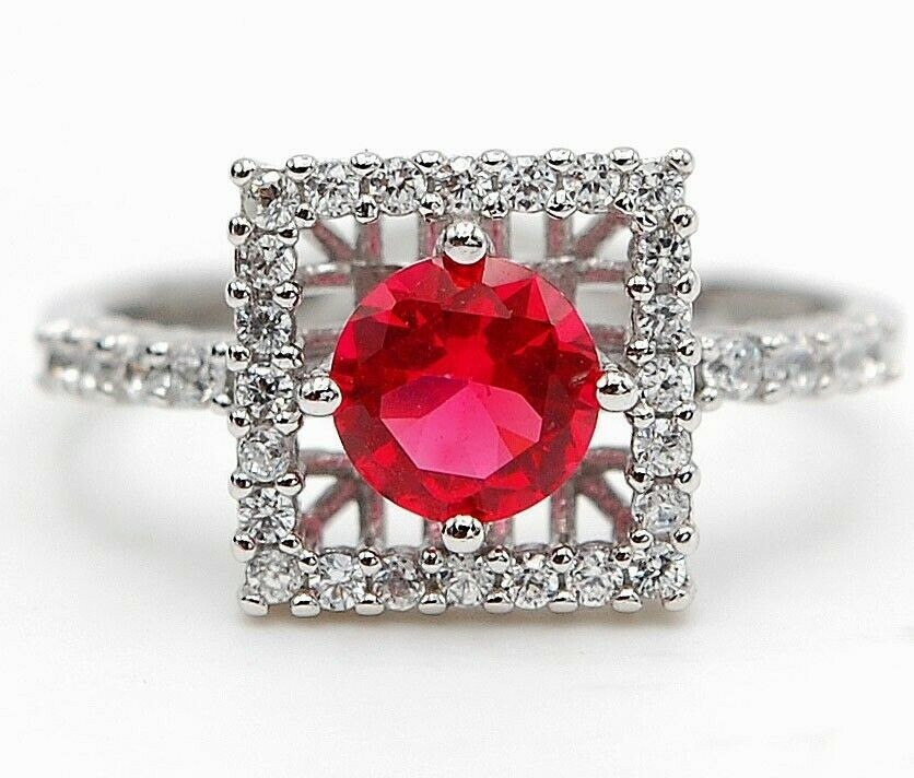 2CT Heat Treated Rubellite Tourmaline 925 Sterling Silver Ring Sz 8 UB4-4