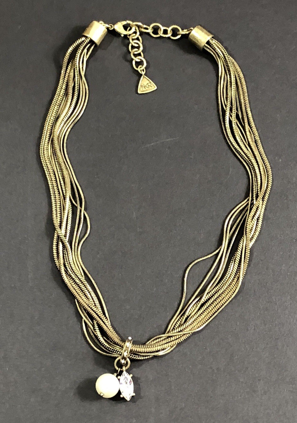 Silpada KR Necklace Dreamy Details Brass Swarovski Crystal Faux Pearl 17 inches
