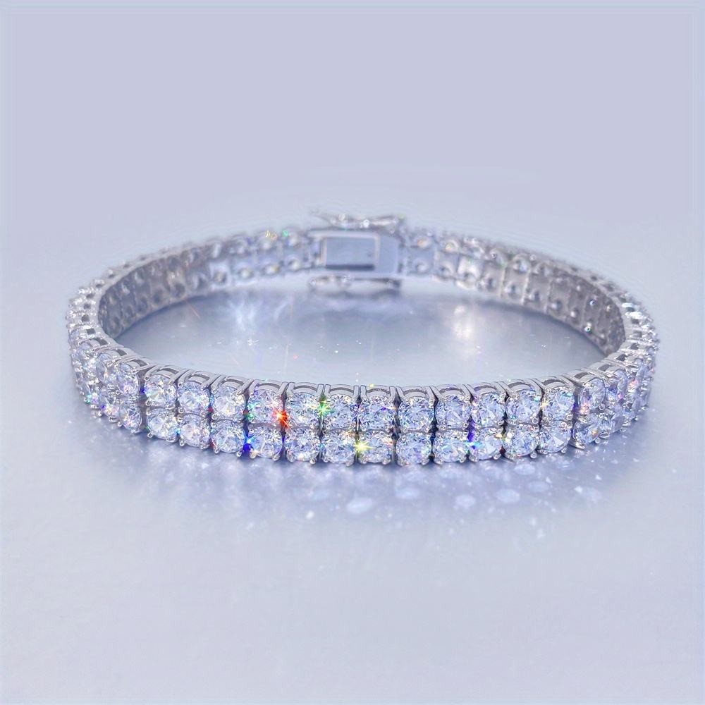 10.8Carats 2 ROWS Moissanite Tennis Chain 925 Sterling Silver 3Mm 0.1Ct D Color