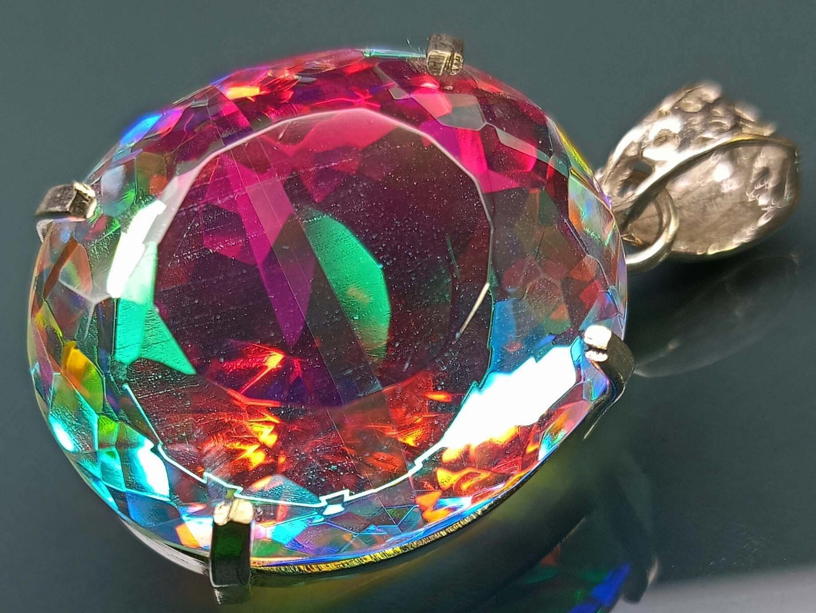 Mystic Topaz Oval Cut 87.75 Ct Natural Locket Loose Gemstone Pendant Certified