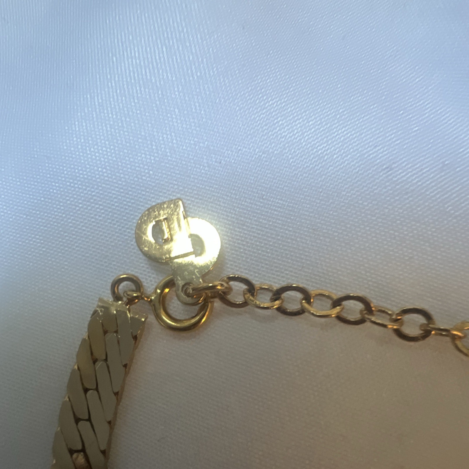 Vintage Christian Dior Gold Tone V Necklace Clear Rhinestone Choker Signed