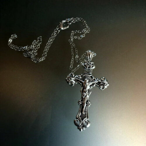 925 Sterling Silver 3D Christian Jesus Christ Cross Catholic Crucifix Necklace