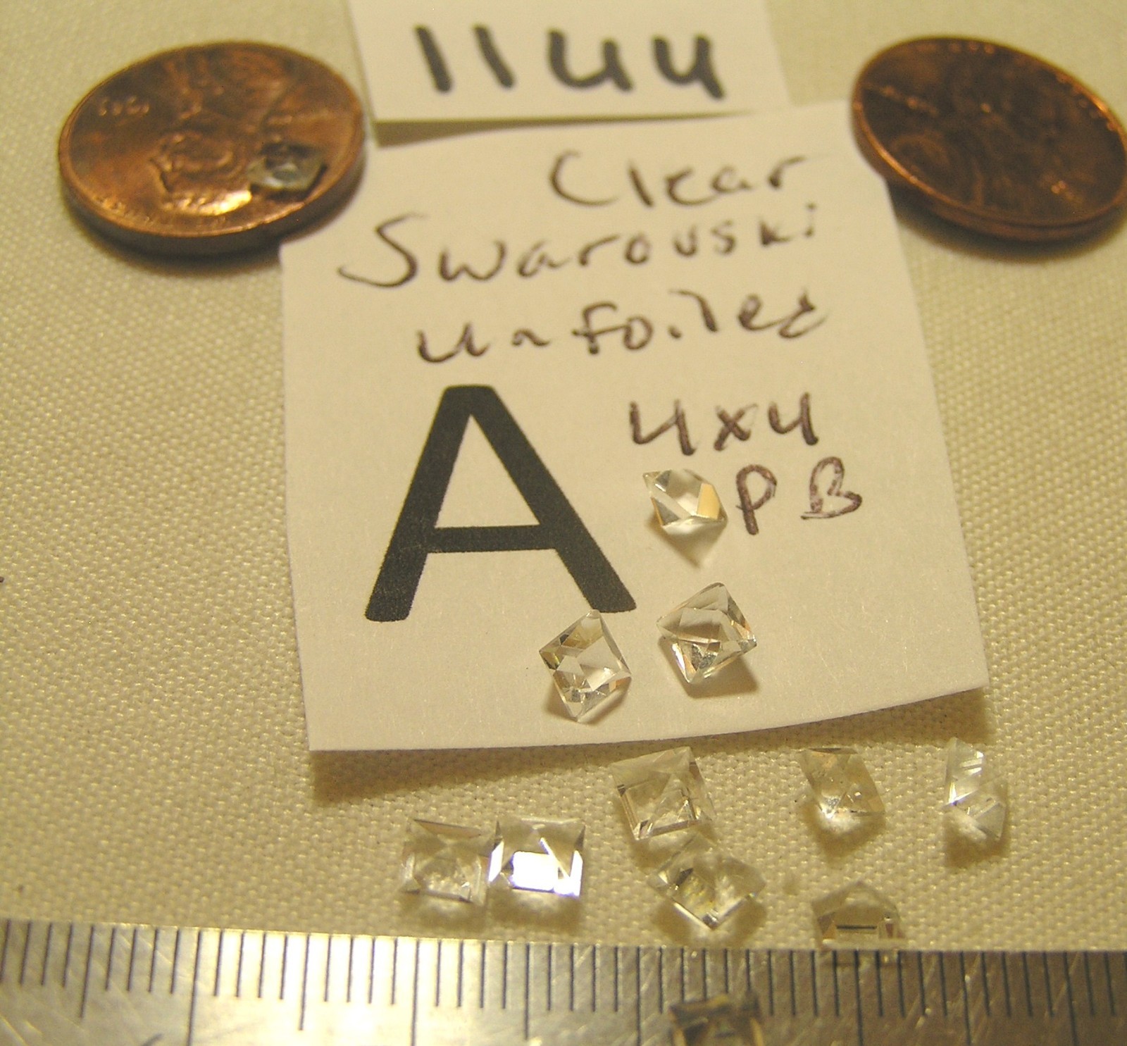 Vtg 4mm Square Swarovski Czech GF UF Pointed back Flat Rhinestone Jewelry Repair