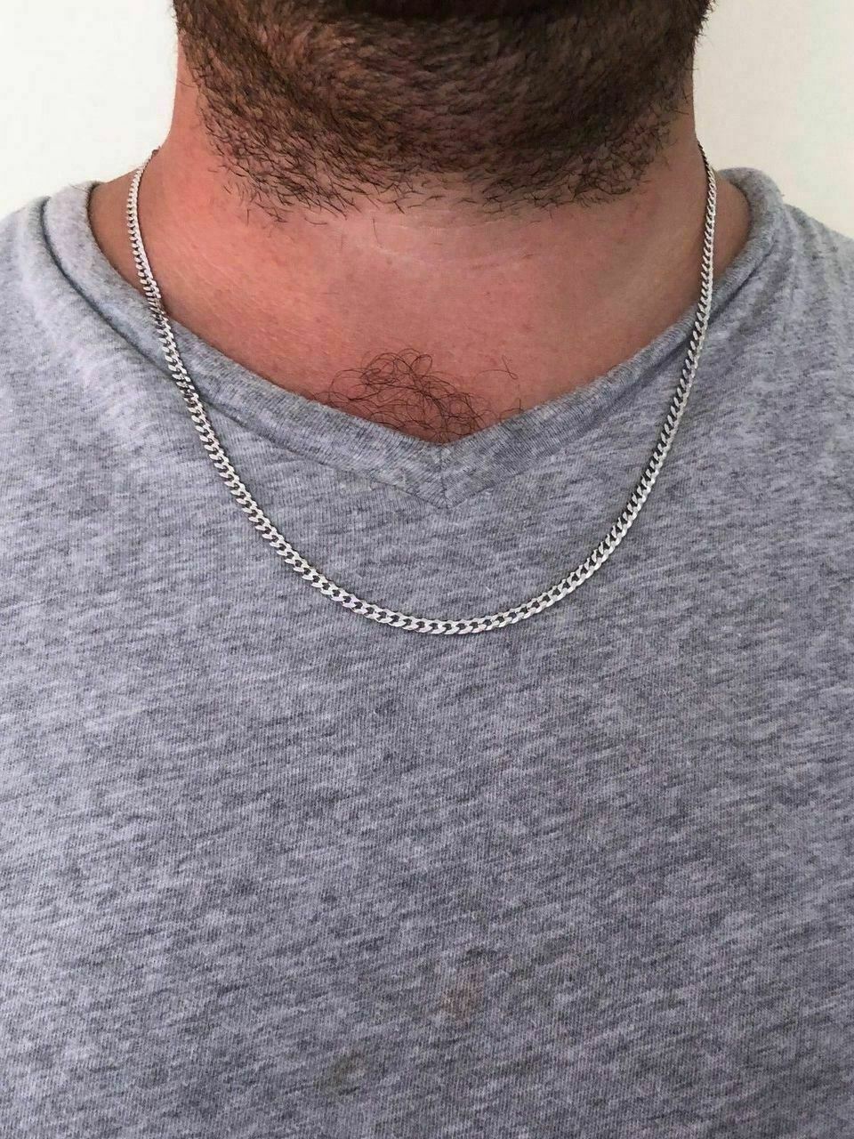 Mens Women’s Flat Cuban Link Chain Solid 925 Sterling Silver 4mm ITALY WHOLESALE