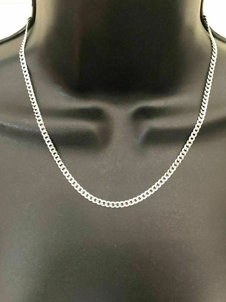 Ladies 18” Solid 925 Silver 4mm Flat Cuban Chain MADE IN ITALY Amazing Quality
