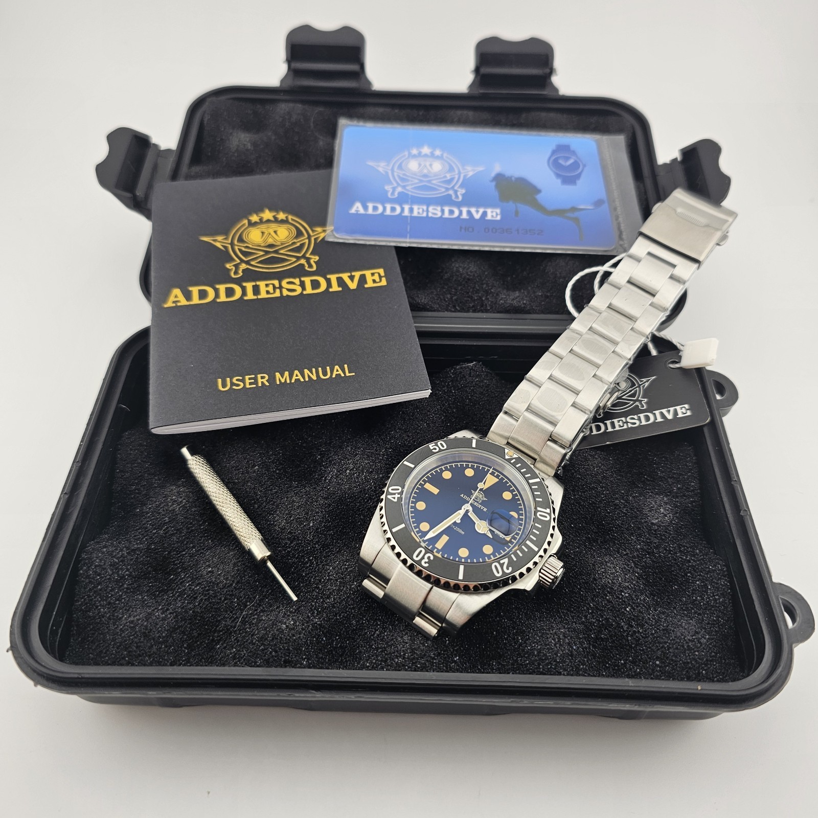USA Seller – Addiesdive Vintage-Style 40mm Quartz Diver – New in Box