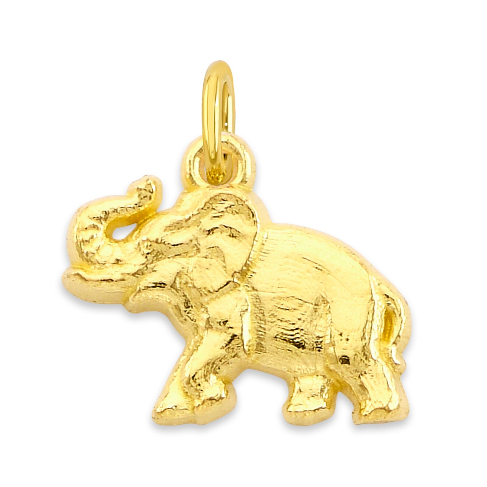 Solid Gold Elephant Charm in 10k or 14k, Tiny Good Luck Charm for Bracelet