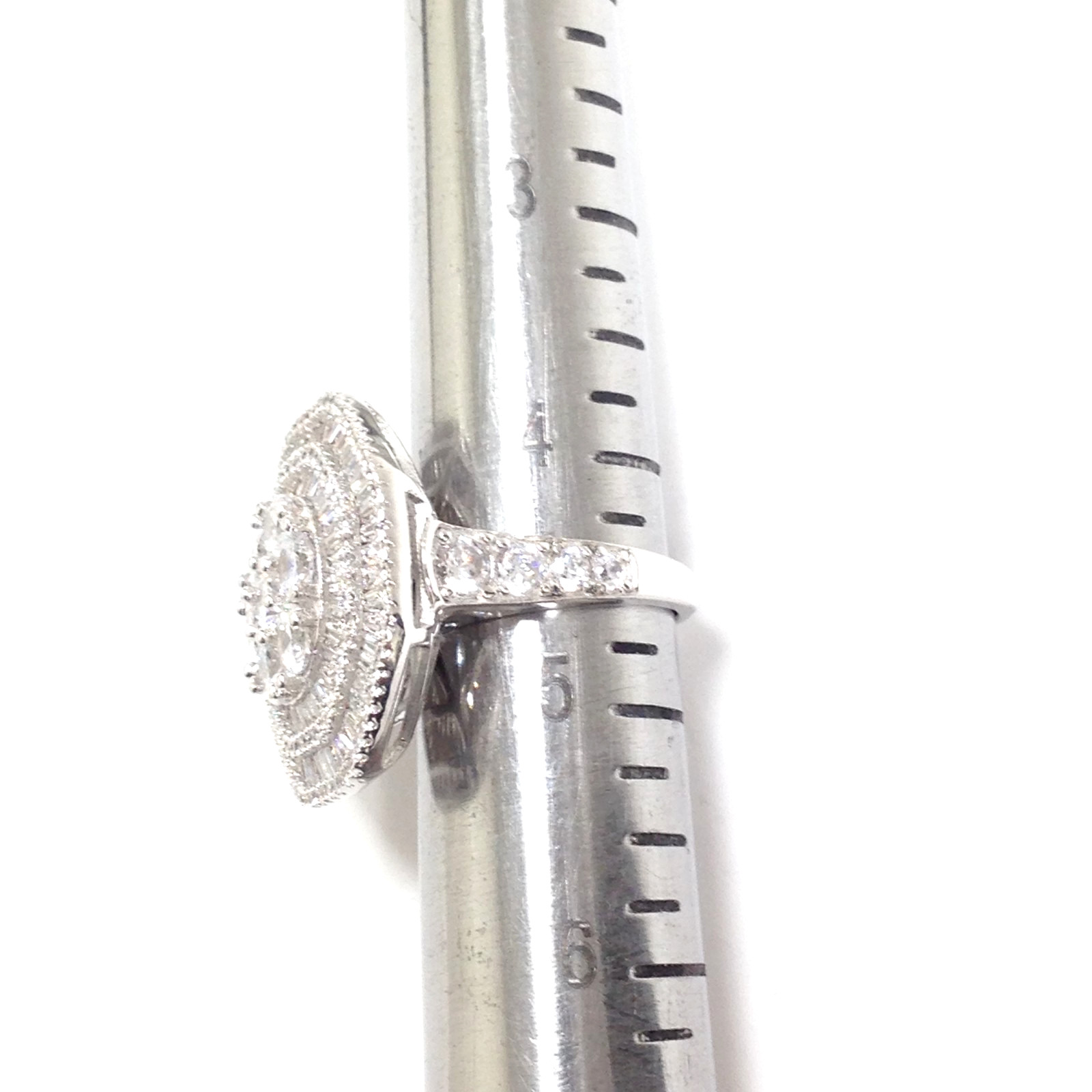 FZN Fuzion Creations 925 Sterling Silver Art Deco-Style CZ Statement Ring Sz 4.5