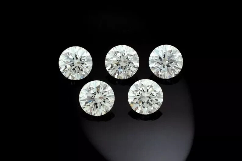 2 Ct Natural White Diamond Round Cut 5 mm 5 Pcs VVS1 D Grade GDGL Certified D62