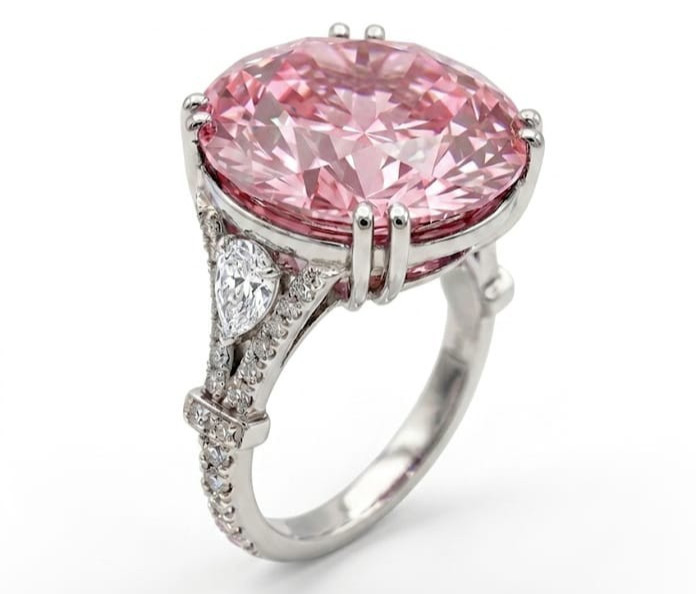 RARE 5.00 Ct Certified Round Cut Pink Natural Diamond Ring White Gold Finish