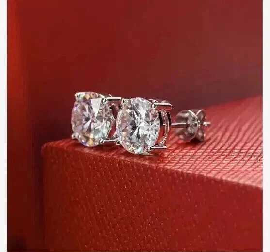 2Ct Round Cut Simulated Diamond Solitaire Stud Earrings 14K White Gold Plated