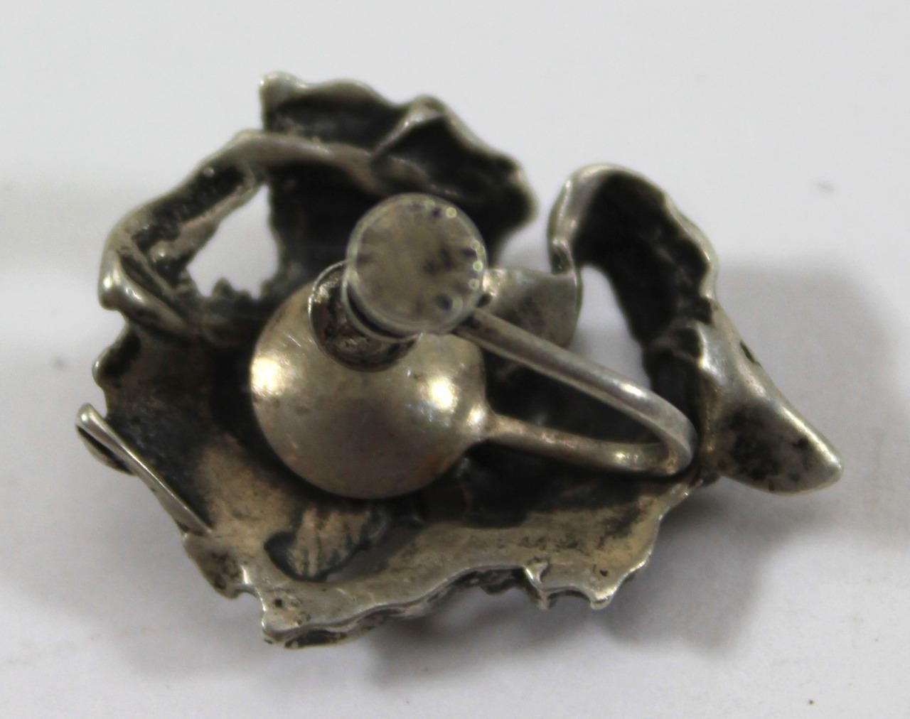 Vintage Sterling Orchid Screw Back Earrings Joseff of Hollywood See Description