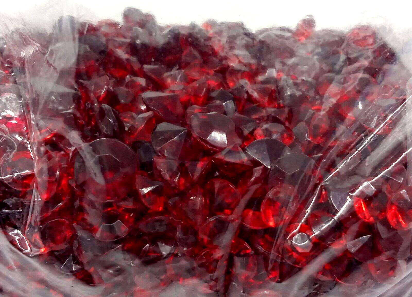 Red Rhinestone Chaton Lot About 2000 Faceted Pointed Back Acrylic 3 Sizes Crafts