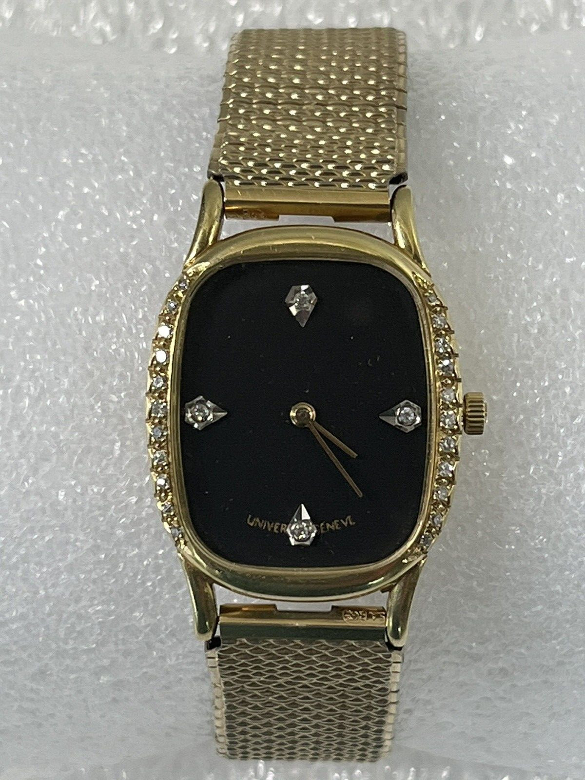 Universal Geneve 14K Gold Diamond Black Dial Swiss Watch Authentic Guaranteed!