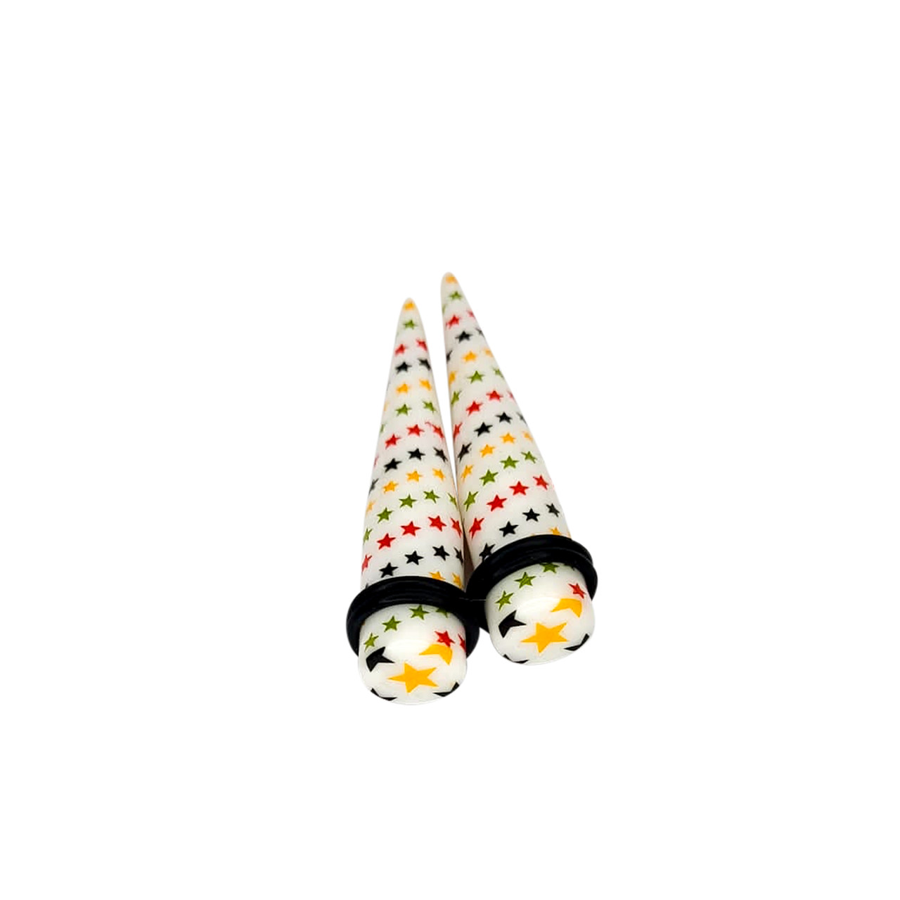 Ear Tapers Rasta Color Stars Acrylic 6 Sizes Option Sold as a pair