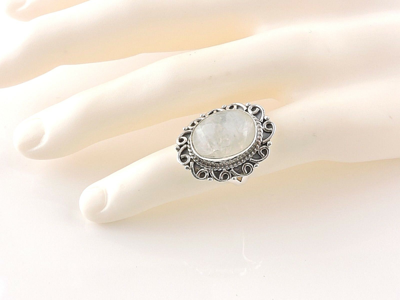 Sterling Silver 14 ct Oval Moonstone Ring