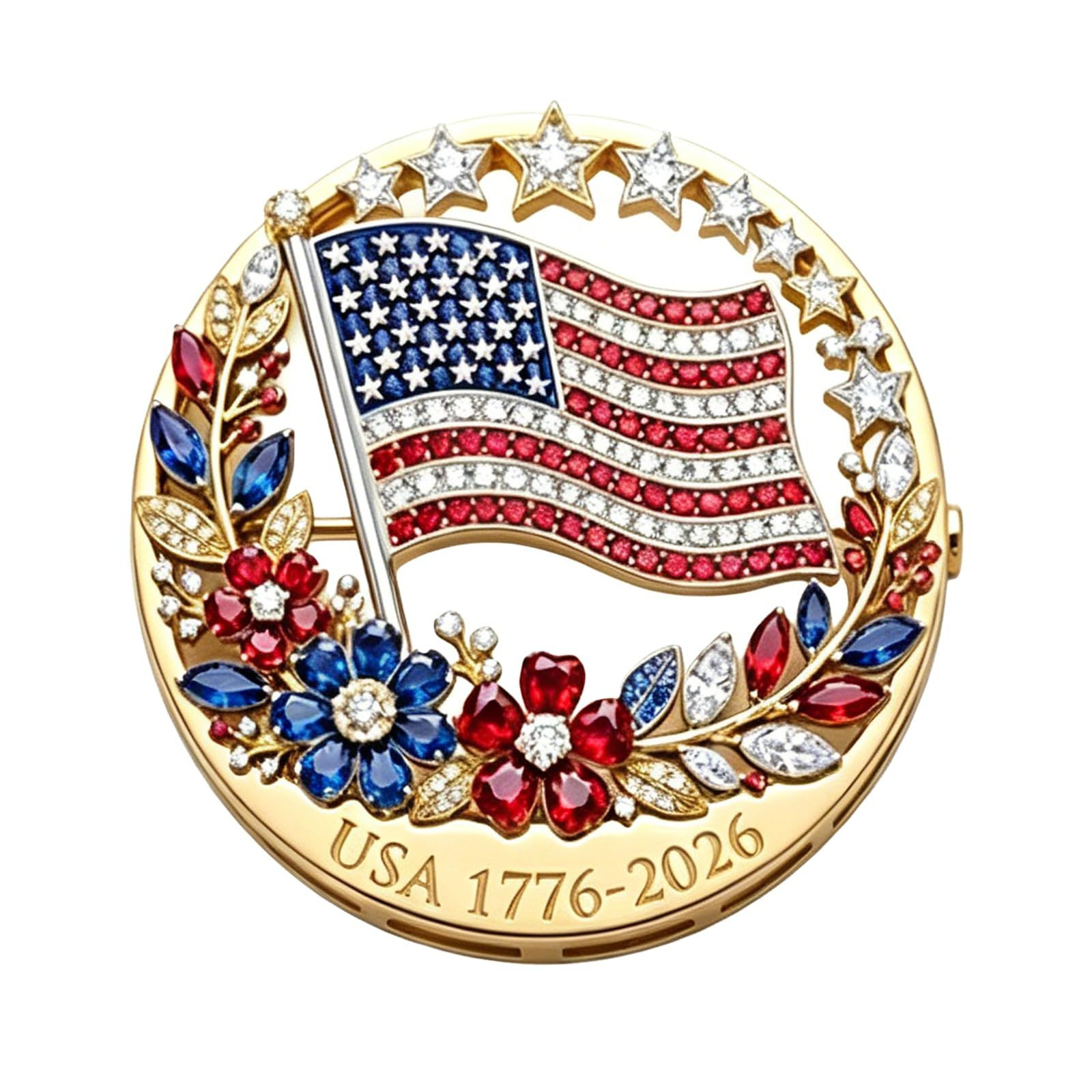 US 250th Anniversary Enamel Brooch Pin(1pc) As Picture, 1pc