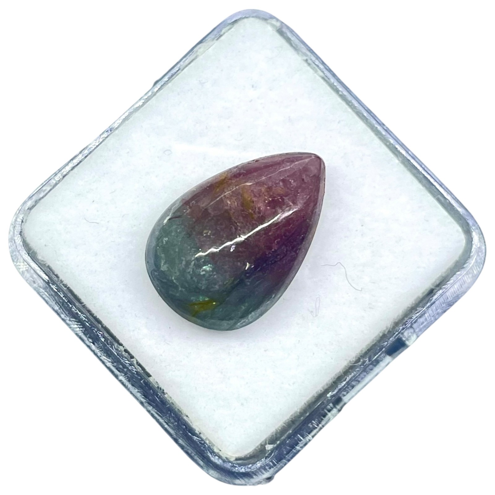 7.93 Cts Natural Bi Color Tourmaline 16x12mm Pear Cabochon Untreated Gemstone