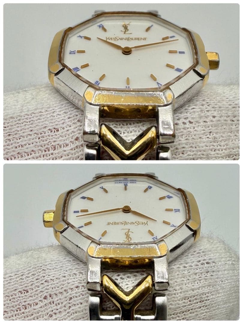 Yves Saint Laurent Roman Watch Combination Octagon Gold