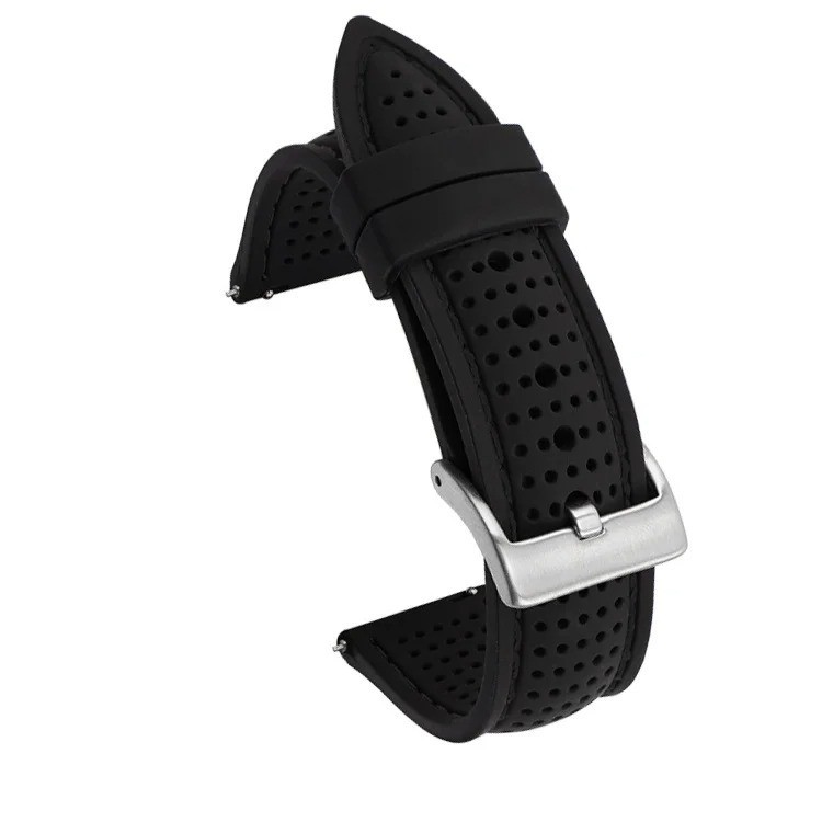 Universal Silicone Watch Band Strap Rubber Waterproof Men’s Black 19-24MM Hoop