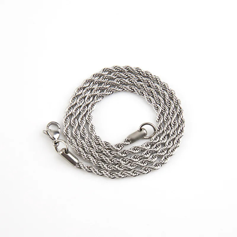 2mm Titanium Steel Twisted Chain Necklace Simple Men Necklace Hip Hop Men Stainl