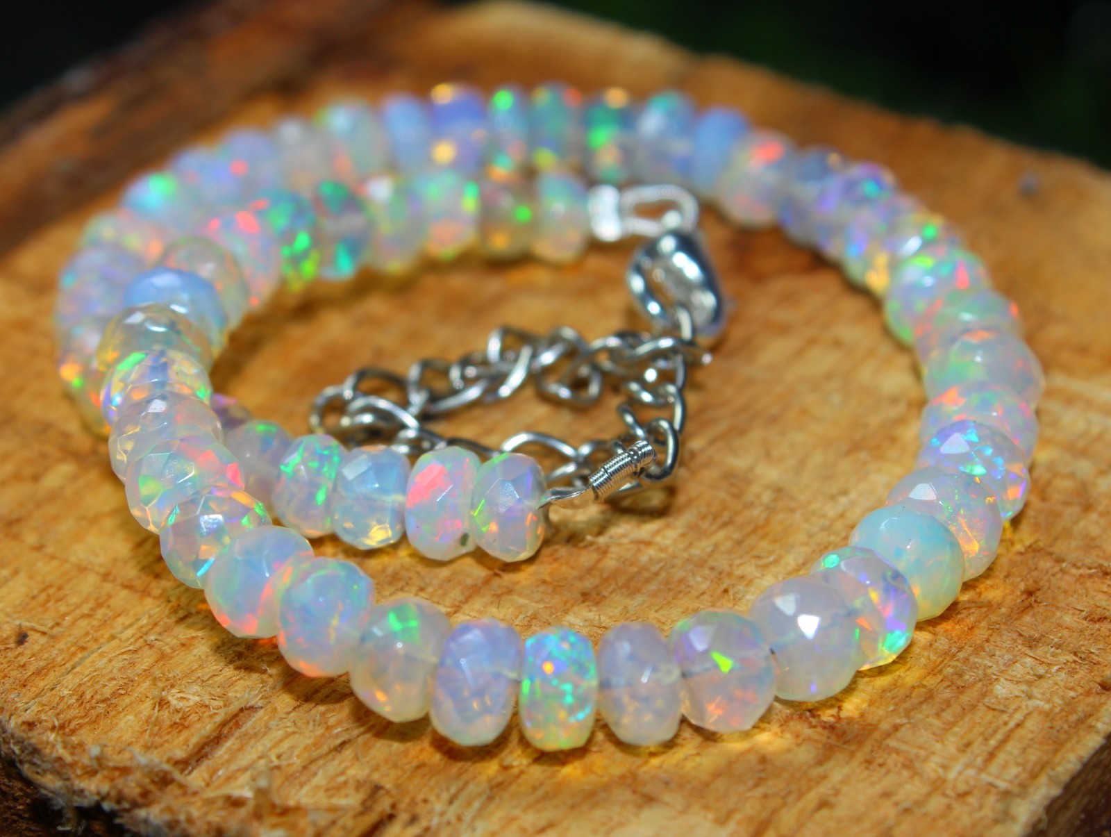 Ethiopian Opal Rondelle Beads 4-5mm 8 Inch Faceted Gemstone Strand
