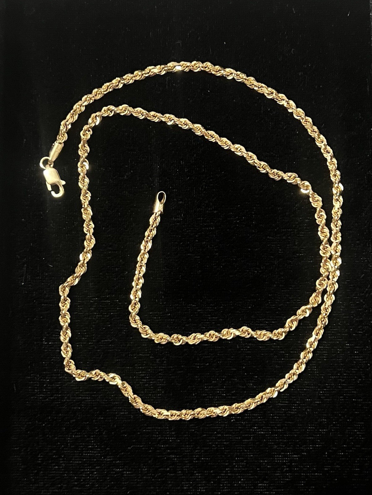 14k Yellow Gold Solid Diamond Cut Rope Chain 22 Inch/ 3.0mm Width/ 16.5 Grams