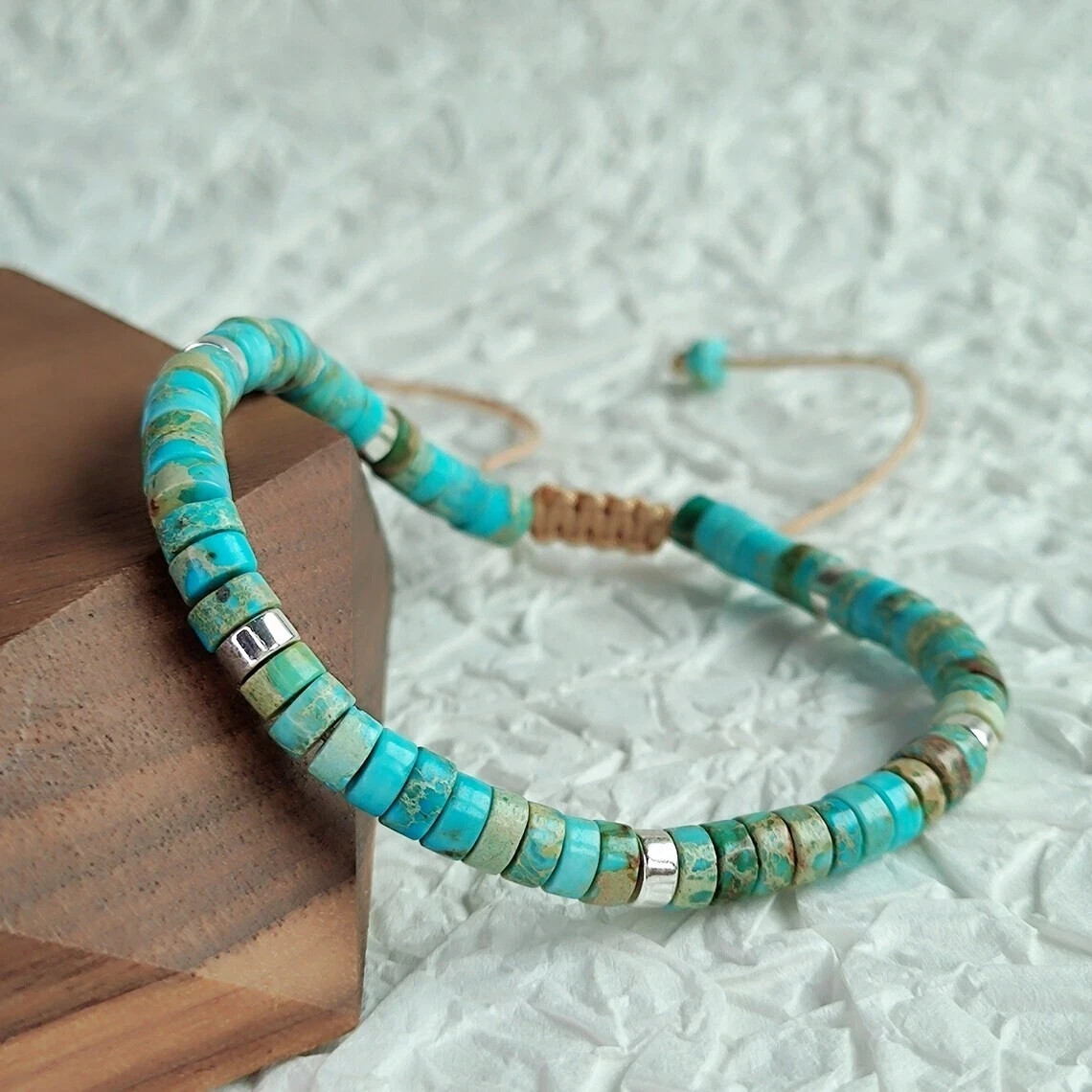 Natural Turquoise Dainty Bracelet Blue Gemstone Minimalist Healing Jewelry Gift