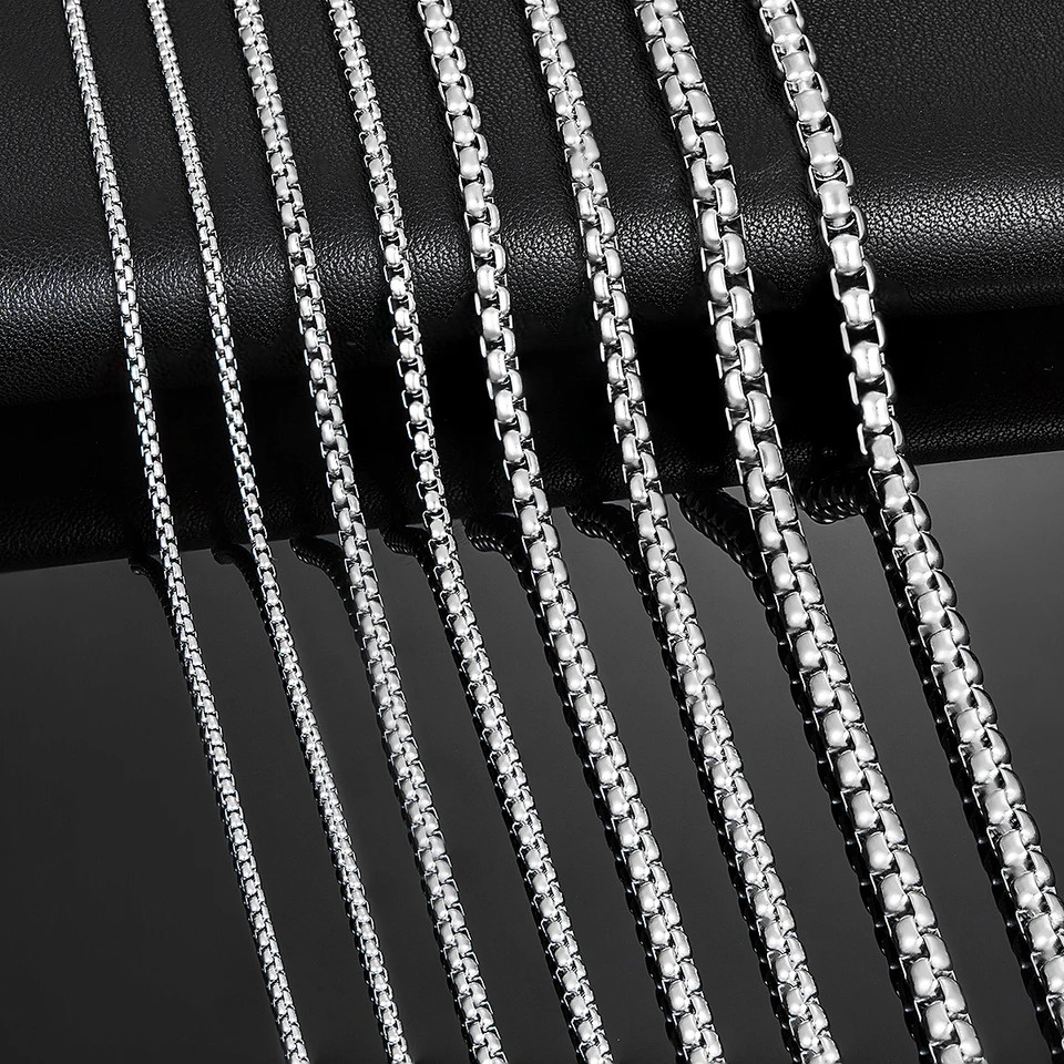 Stainless Steel Curb Chain Necklace 2-6mm Classic 14-40 Inch Long Men Jewelry