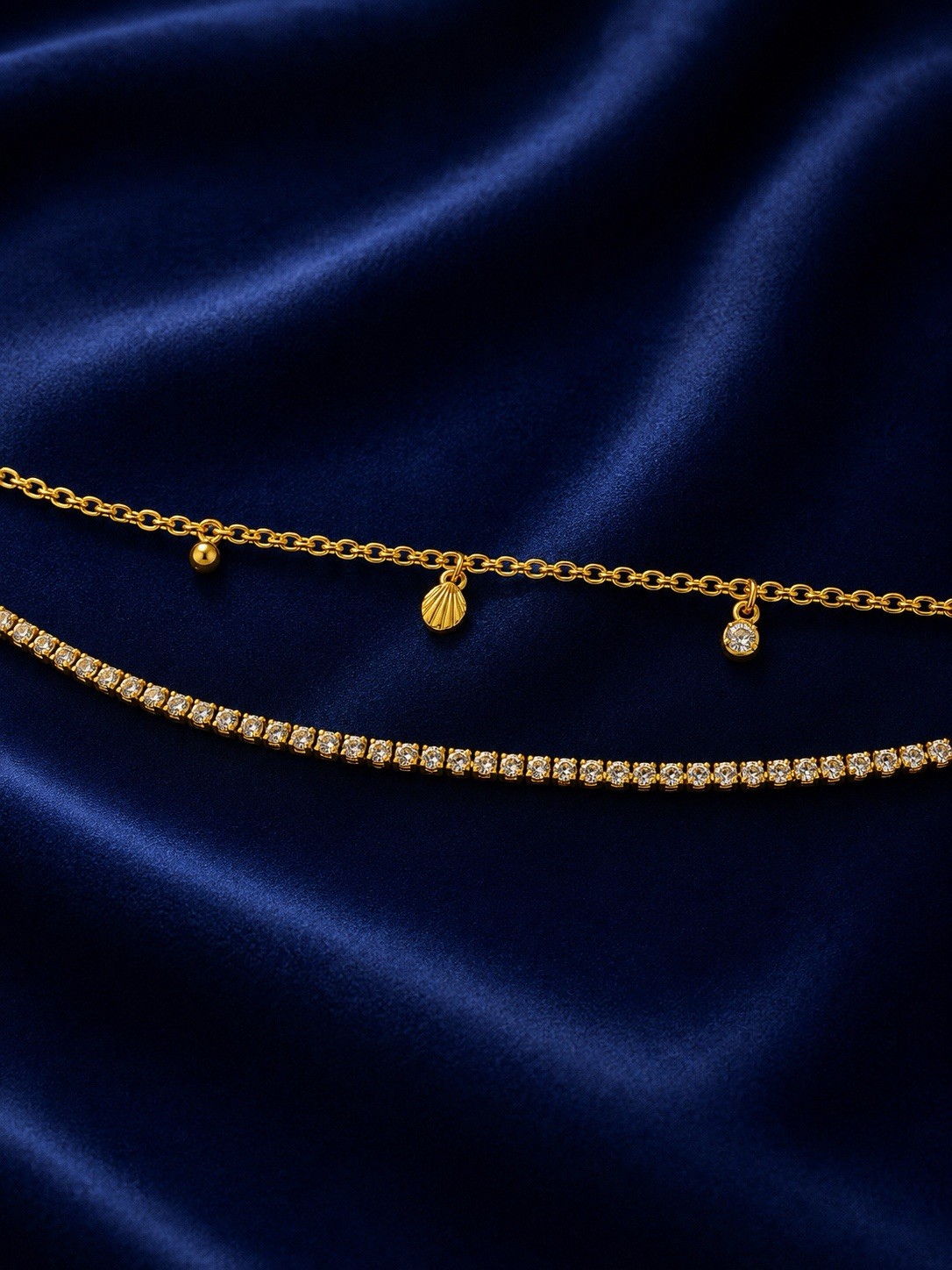 Stainless steel none tarnished Tennis Bracelet with Dangle Charms, zircon Stone