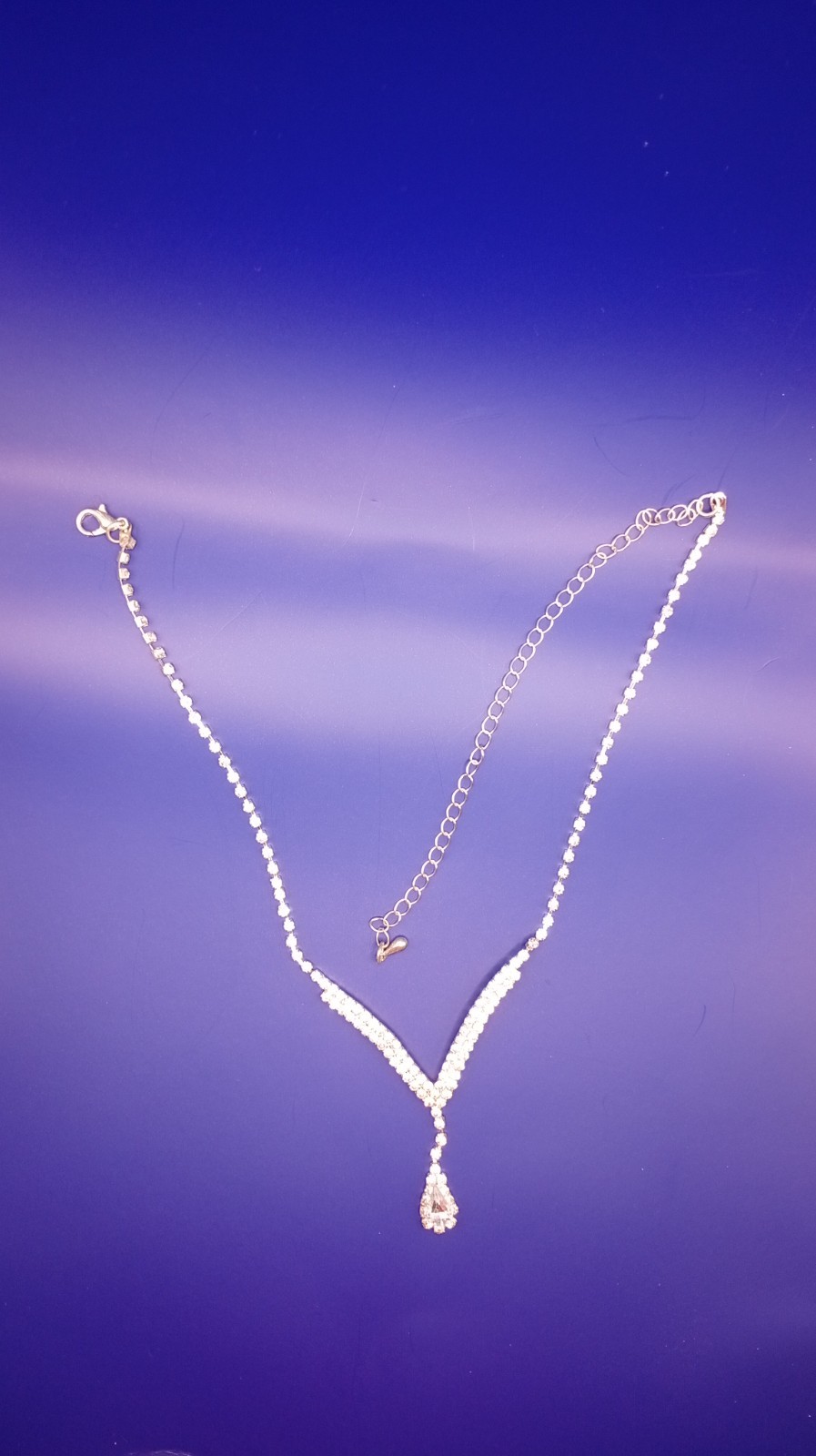 Elegant Crystal V-Shape Necklace with Teardrop Pendant – Bridal Jewelry Statemen