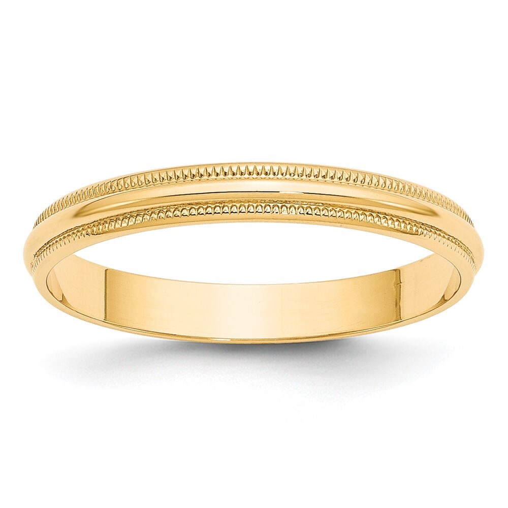 10k Yellow Gold 3mm Milgrain Round Wedding Band Ring For Mens Size 10