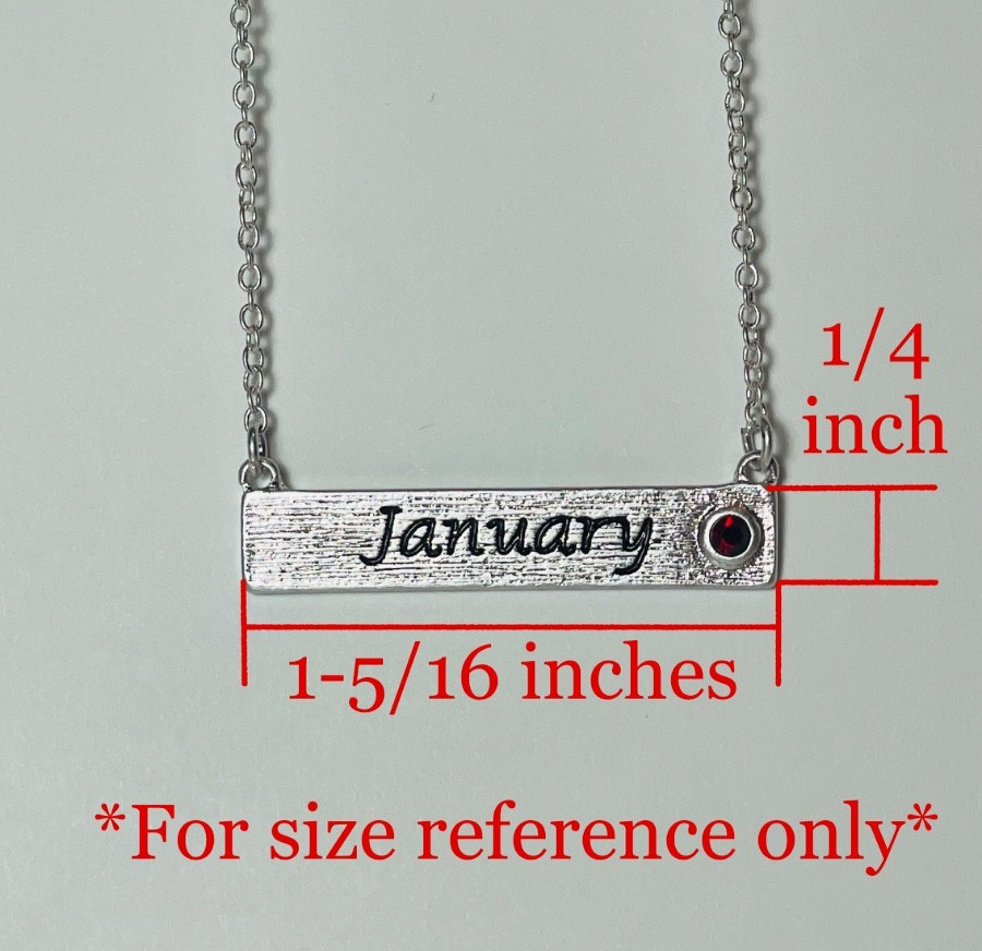 Personalized February Birthstone Necklace Bar Pendant Dainty Silver Plated