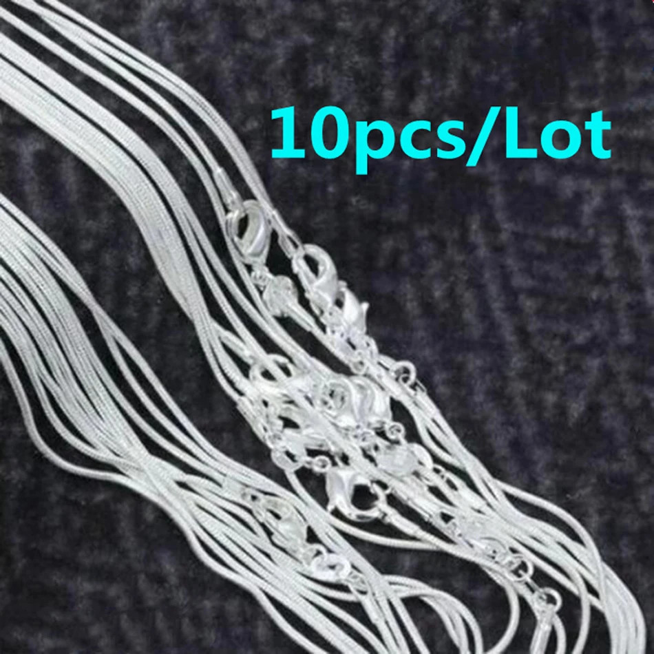 10pcs 925 sterling silver fine 1MM snake chain necklace for women…
