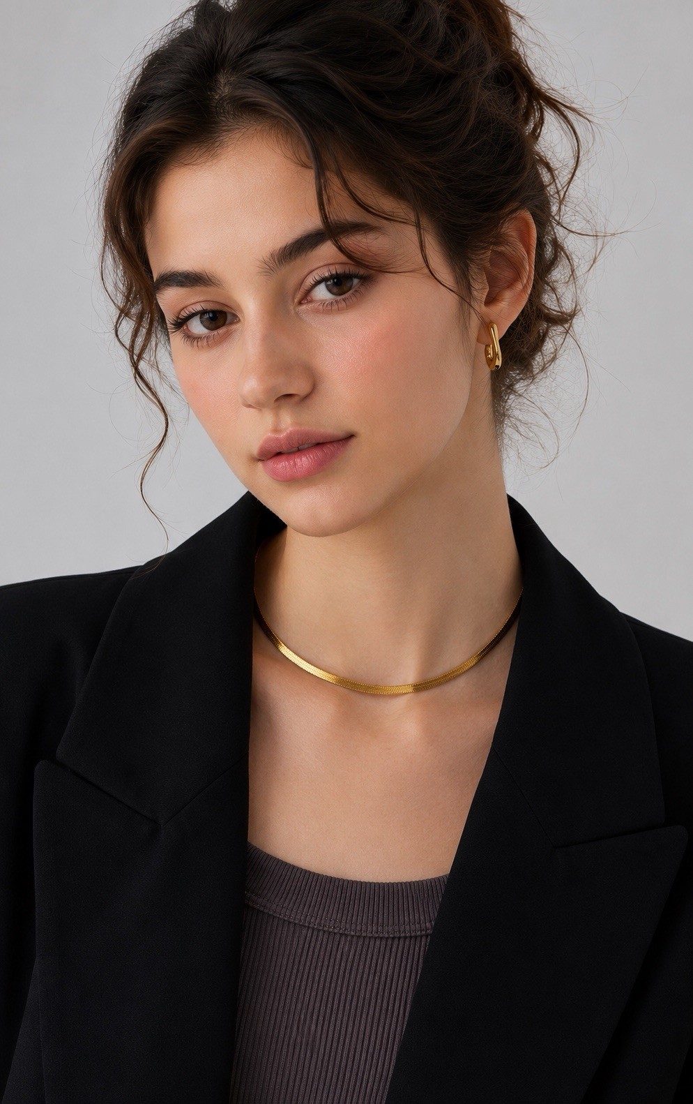 Gold or Silver 4mm Flat Herringbone Chain Choker Necklace 40cm + 4cm Extender