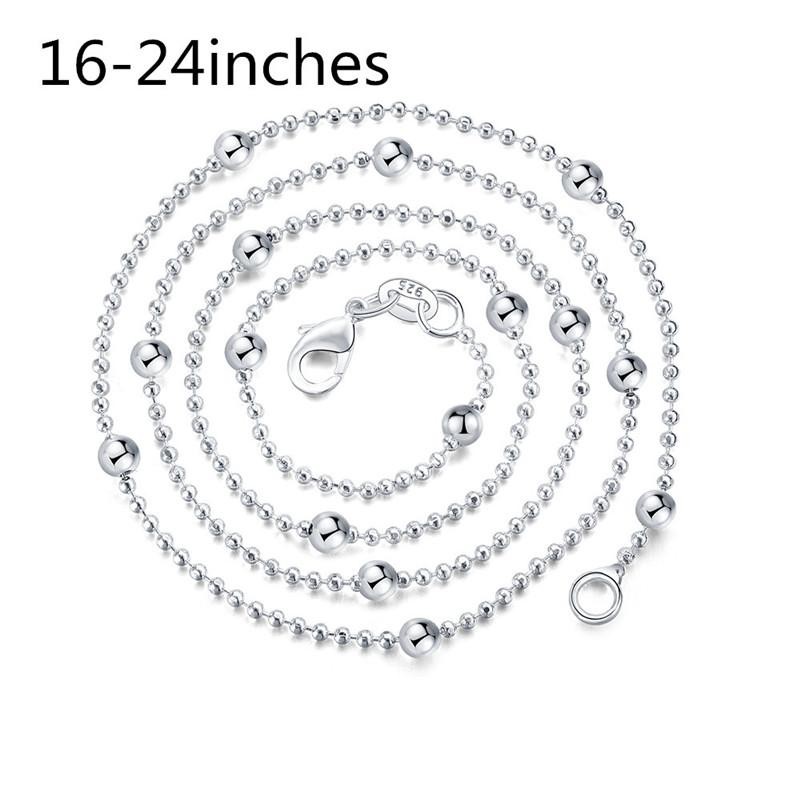 925 Sterling Silver 4mm Smooth Bead Ball Chain Necklace Men Women Jewelry
