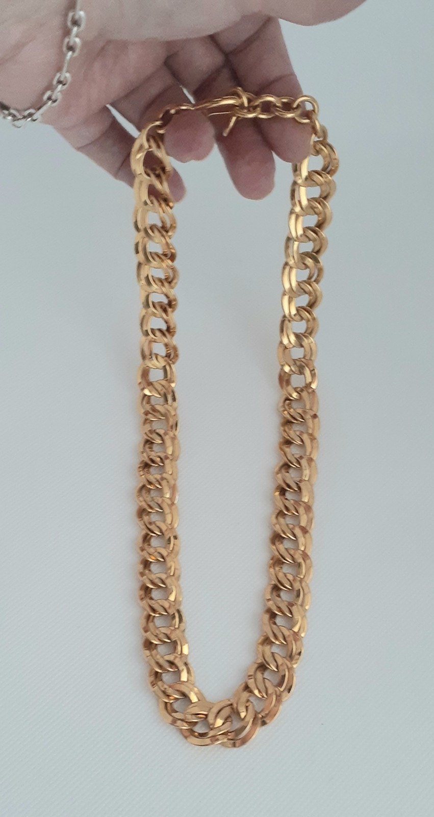 Vintage Signed Monet Gold-Tone 18-20” Double Curb Link Chain Necklace
