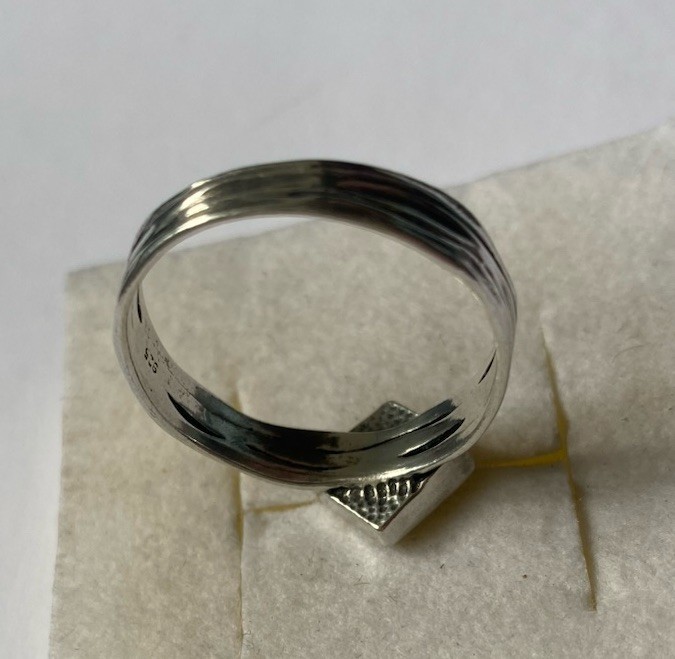 Sterling Silver, Square Bezel Set Lab Opal, Ring By PZ Creations