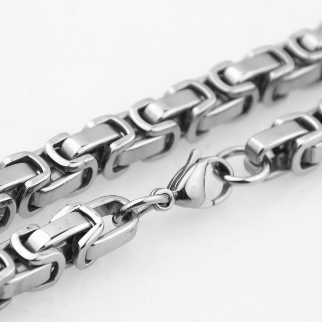 16″-40″ 5/6/8mm Stainless Steel Silver Jewelry Men’s Byzantine Chain Necklace