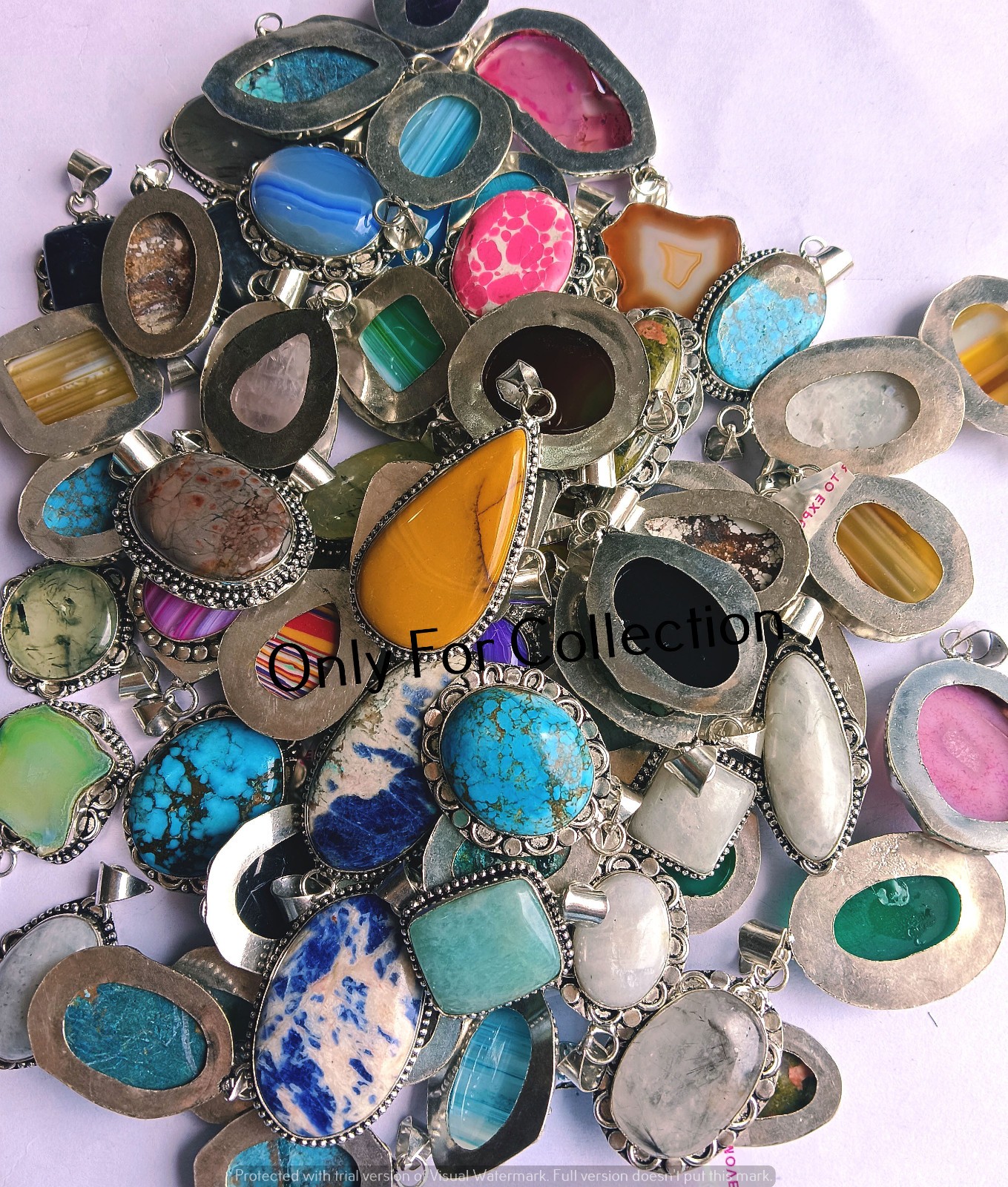 Bulk Sale Agate & Mix Gemstone 925 Sterling Silver Plated Pendant Lot Jewelry