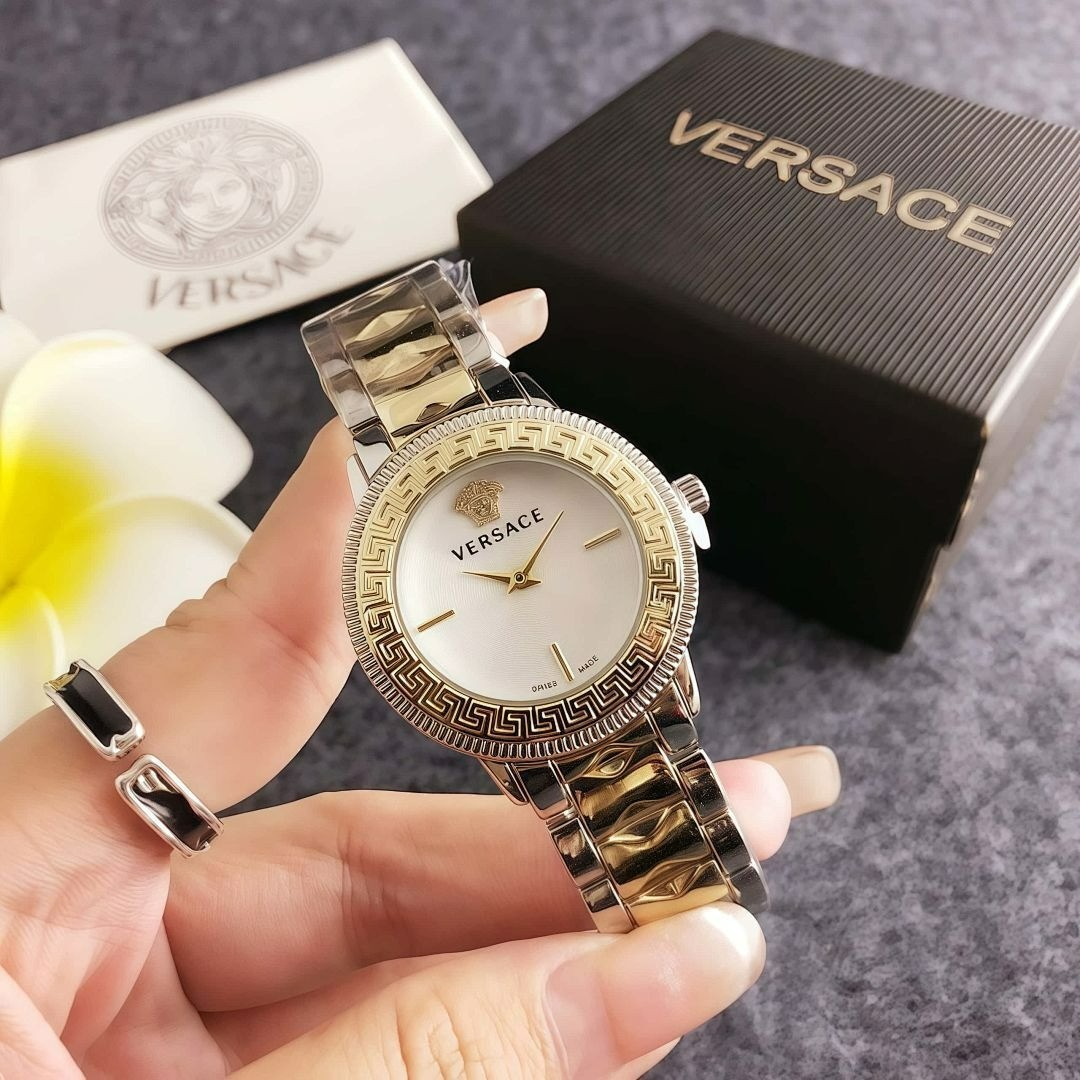 Versace 31mm Quartz Watch – Classic Alloy Wristband with Box