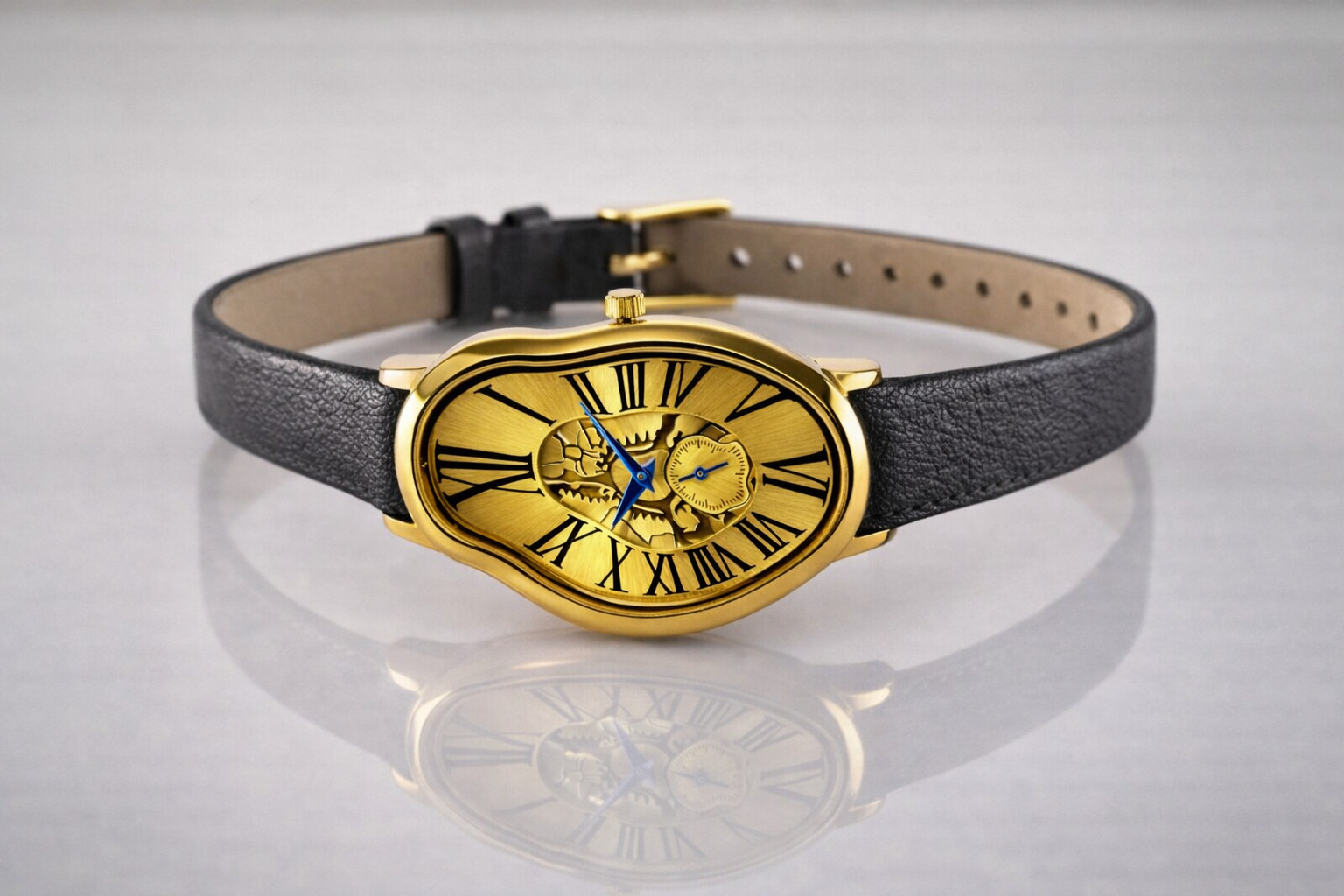 Men’s Abstract Melting Watch Asymmetric Masculine Soft Gifts Watch with Subdial